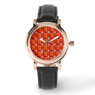 Orange Square Pattern Watch