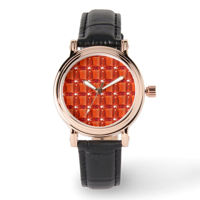 Orange Square Pattern Watch (Front)