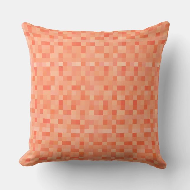 Orange Square Pixels  Throw Pillow (Front)