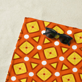 Orange square & triangle naïve retro pattern beach towel