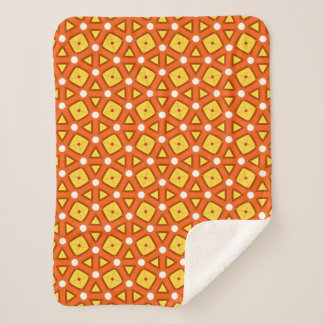 Orange square & triangle naïve retro pattern sherpa blanket