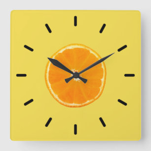 Orange Square Wall Clock