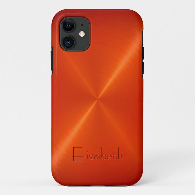 Orange Stainless Steel Metal Look Case-Mate iPhone Case (Back)