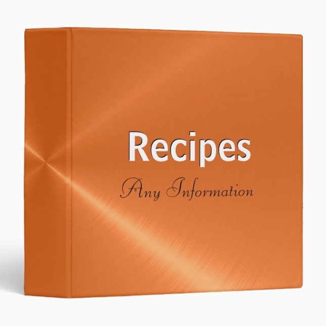 Orange stainless steel metallic | Recipes binders (Front/Spine)