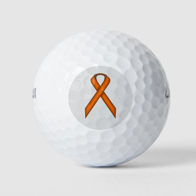 Orange Standard Ribbon by Kenneth Yoncich Golf Balls (Front)