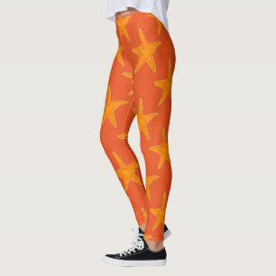 Orange Star Fish Starfish Beach Ocean Marine Life Leggings