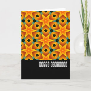 Orange Star Pattern - Birthday Card