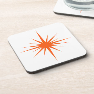 Orange Starburst Atomic Era Mid Century Modern Coaster