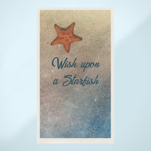 Orange Starfish in the Sand and Surf Customizable  Napkin