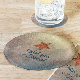 Orange Starfish in the Sand and Surf Customizable Paper Plate