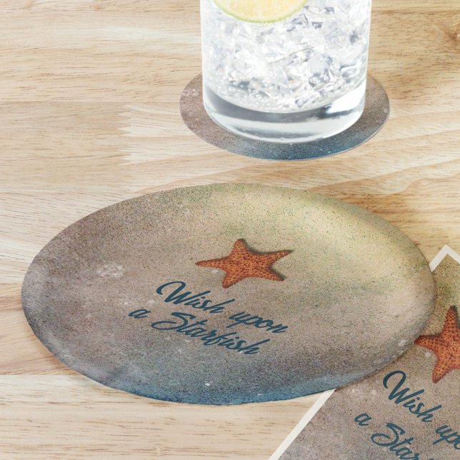 Orange Starfish in the Sand and Surf Customizable Paper Plate (Creator Uploaded)