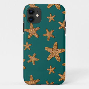 Orange Starfish Pattern iPhone 11 Case