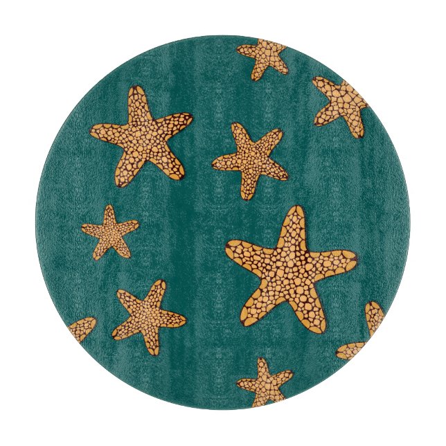 Orange Starfish Pattern Cutting Board (Front)