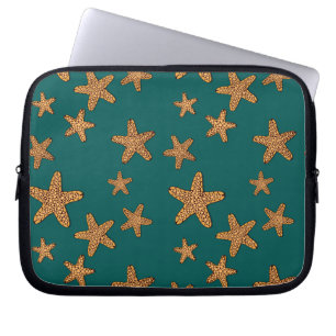 Orange Starfish Pattern Laptop Sleeve