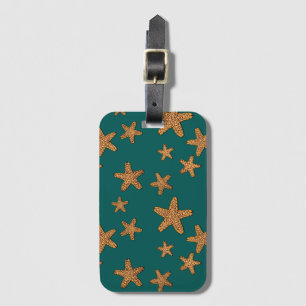 Orange Starfish Pattern Luggage Tag