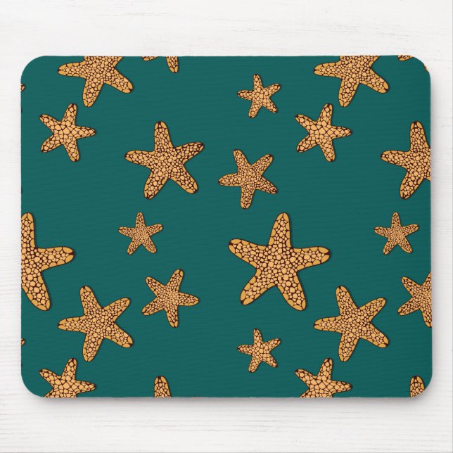Orange Starfish Pattern Mouse Pad (Front)