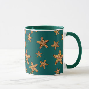 Orange Starfish Pattern Mug