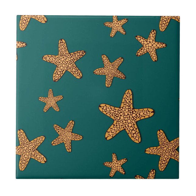 Orange Starfish Pattern Tile (Front)