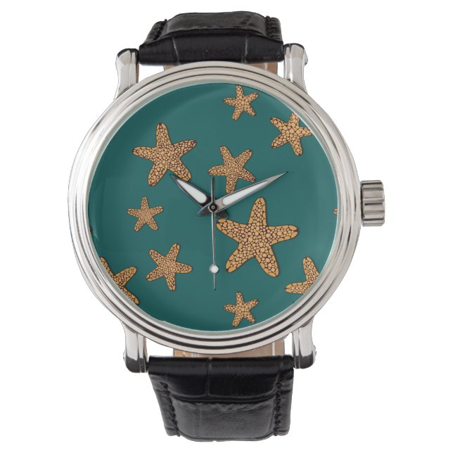 Orange Starfish Pattern Watch (Front)
