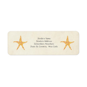 Orange Starfish Summer Beach Petits Étiquettes de 