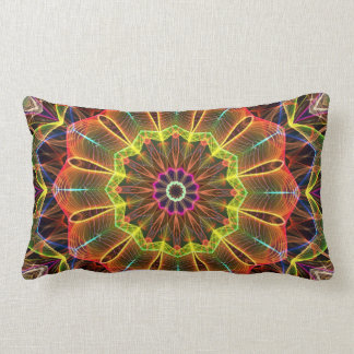 Orange Starflower kaleidoscope Lumbar Pillow
