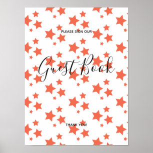 Orange stars Design moderne Livre Signe Poster