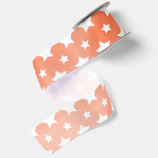 Orange Stars Satin Ribbon