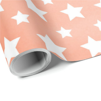 Orange Stars Wrapping Paper