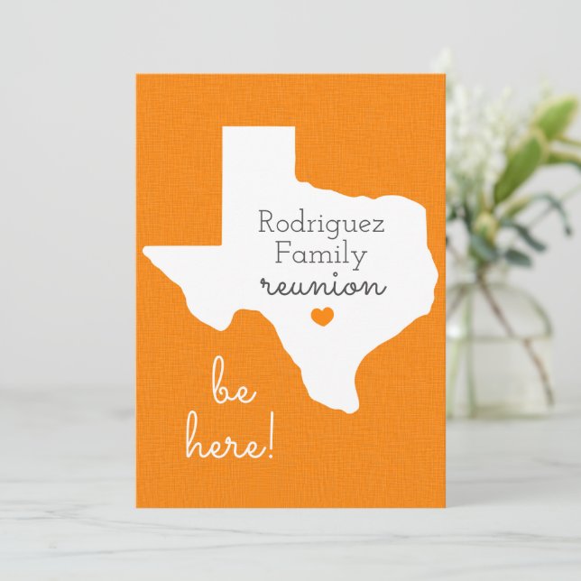 Orange State of Texas Family Reunion Invitation (Debout devant)