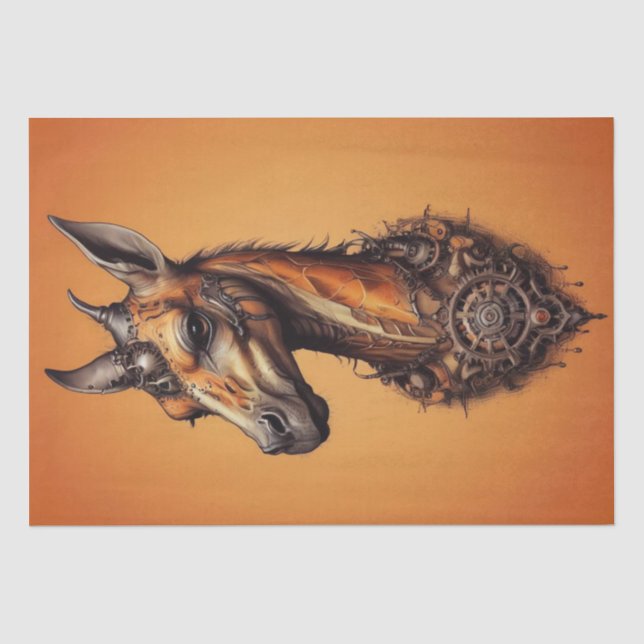 Orange Steampunk Giraffe, Decoupage Tissue Paper (Front)