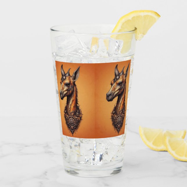 Orange Steampunk Giraffe, Glass (Back Ice)