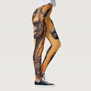Orange Steampunk Giraffe, Leggings