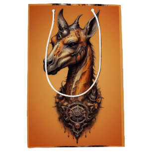 Orange Steampunk Giraffe, Medium Gift Bag