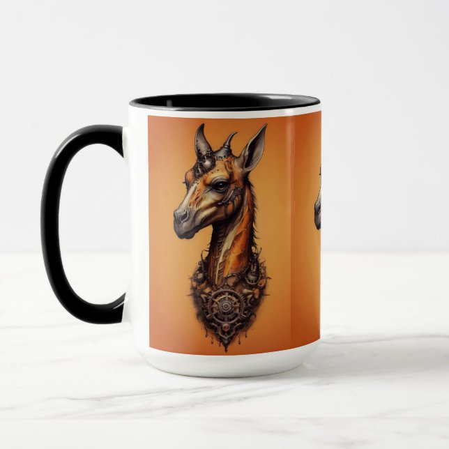 Orange Steampunk Giraffe,  Mug (Left)