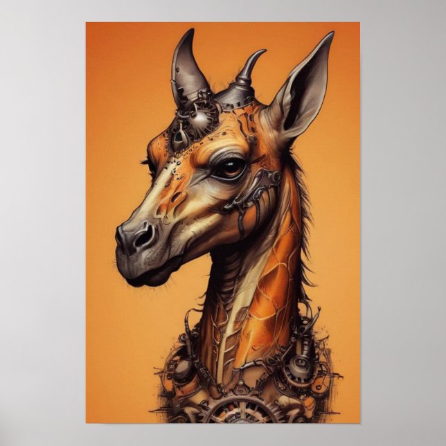 Orange Steampunk Giraffe, Poster (Front)