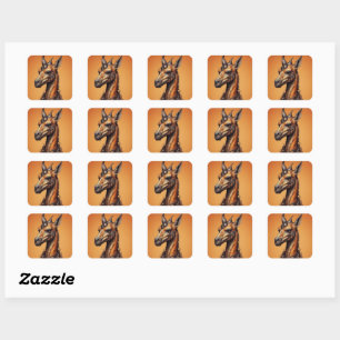 Orange Steampunk Giraffe, Square Sticker