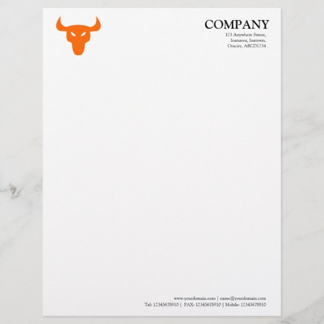 Orange Steer Symbol - White Letterhead (Front)