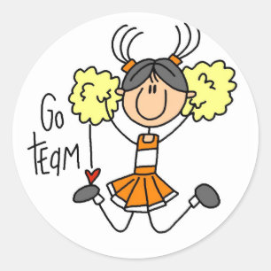 Orange Stick Figure Cheerleader t-shirts and Gifts Classic Round Sticker
