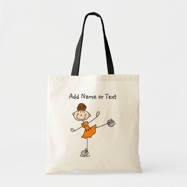 Orange Stick Figure Girl Ice Skater Customized Bag (Front)