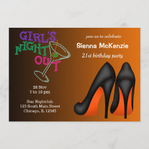 Orange Stilettos birthday Invitation