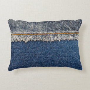 Orange Stitch, Double Denim Patch. Accent Pillow