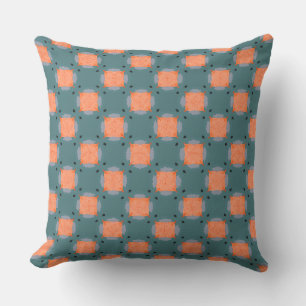 Orange Stitched Patches Throw Pillow