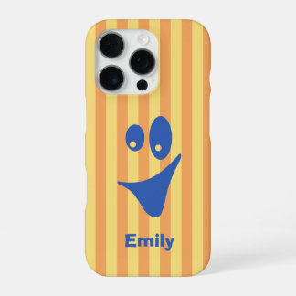 Orange Stripe Blue Quirky Smile iPhone 16 Pro Case