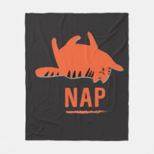 Orange Stripe Cat Nap Fleece Blanket