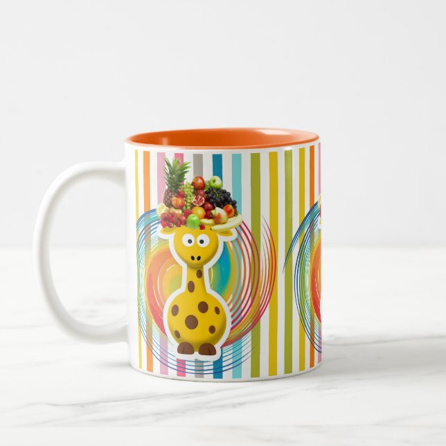 Orange Stripe Giraffe Fruit  Mug (Left)