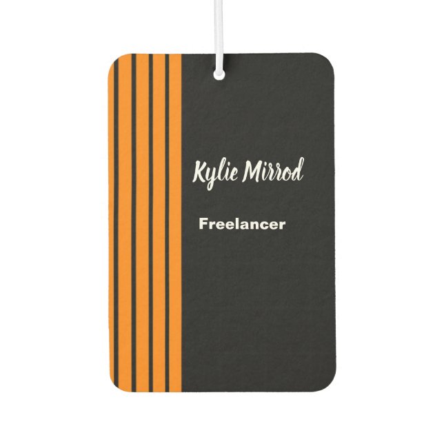 Orange stripe lines black air freshener (Front)