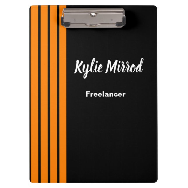 Orange stripe lines black clipboard (Front)
