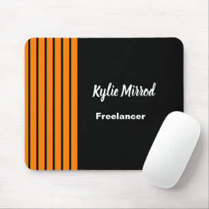 Orange stripe lines black mouse pad