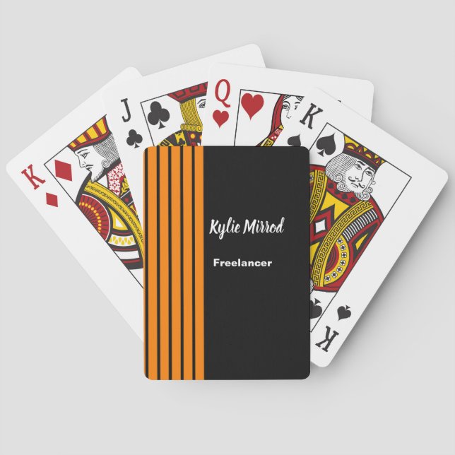 Orange stripe lines black playing cards (Back)
