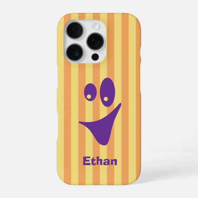 Orange Stripe Purple Quirky Smile iPhone Case (Back)